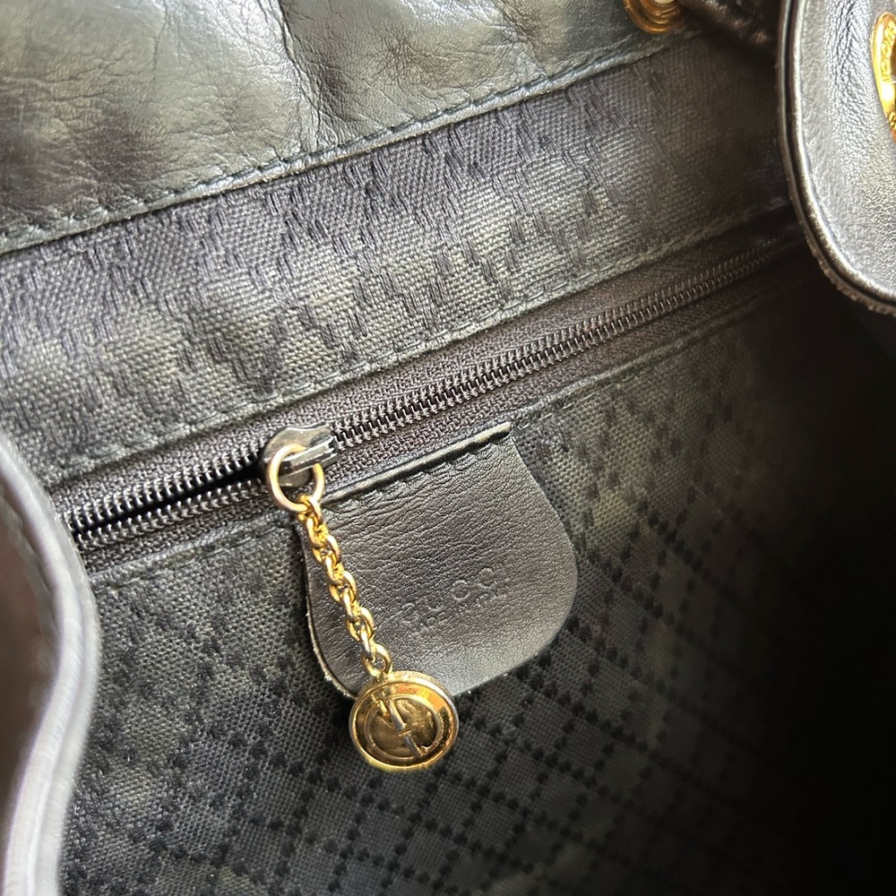 Gucci Black Leather Bamboo-Trim Backpack - Picture 9 of 9